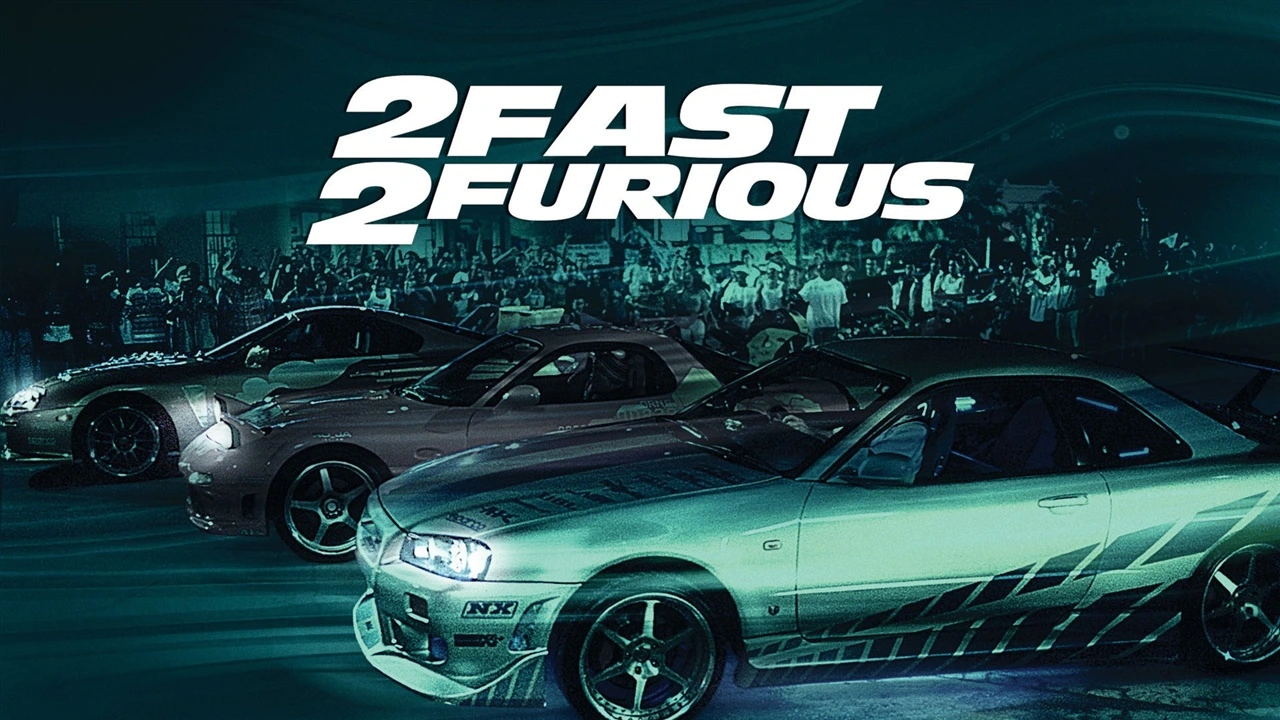 Three fast cars in a night street racing scene.